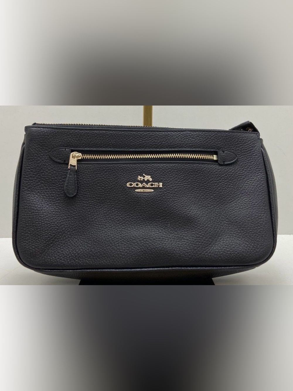 Coach Black Pebbled Leather Shoulder Bag with Gold Hardware